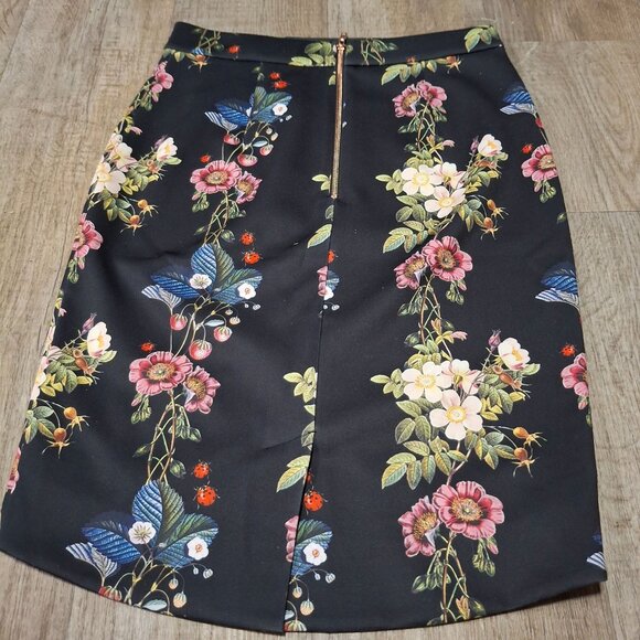 Ted Baker London Botanical Size 3 Ladybug Print Pencil Skirt With Asymmetric Hem - Picture 2 of 8